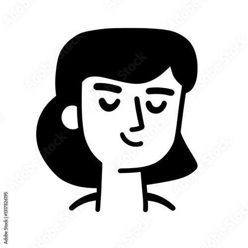 Creative vector illustration of a cheerful woman with a minimalist style enjoying a moment of serenity and calmness