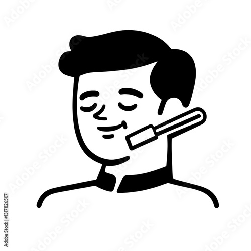 Smiling man enjoying a refreshing shave with a classic razor in a cozy bathroom setting