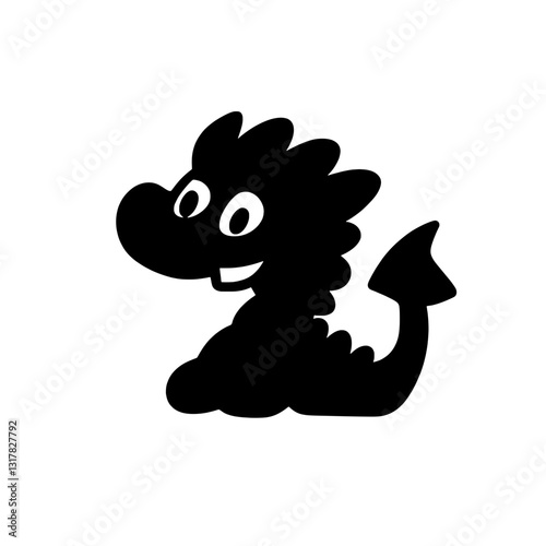 Charming cartoon dragon designed in vector style, radiating joy and playfulness against a minimalistic backdrop