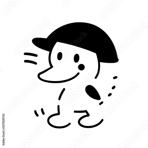 Joyful character in a playful pose wearing a stylish hat, bringing fun and cheer to any occasion