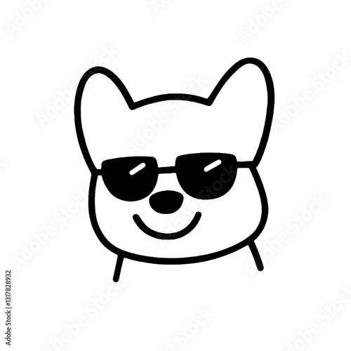 Happy corgi wearing sunglasses enjoys a sunny day with a carefree attitude in a fun and playful illustration