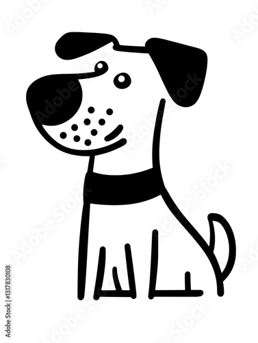 Charming cartoon dog smiling happily, showcasing a playful personality in a simple and vibrant vector design