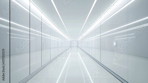 Futuristic White Corridor Architecture: A Sterile and Minimalist Design photo