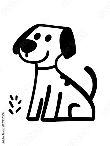 Charming vector illustration of a playful dog sitting happily with its tail wagging and a joyful expression