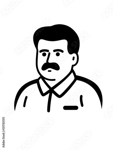 Portrait of a man with a mustache in a simplistic vector style suitable for various creative projects