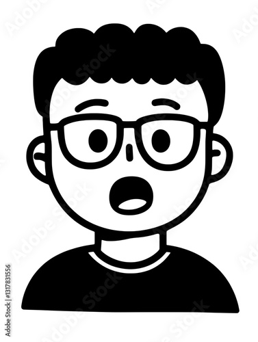 Surprised boy with glasses expressing astonishment in a bold vector style illustration