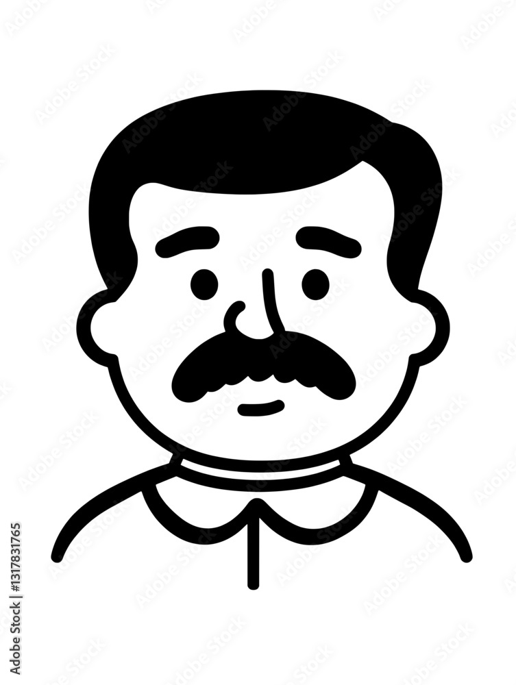 Elegant vector illustration of a friendly man with a mustache perfect for character design in playful settings Elegant vector illustration of a friendly man with a mustache perfect for character design in playful settings