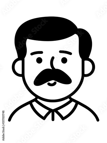 Vector illustration of a friendly man with a mustache, embodying a cheerful and approachable character style