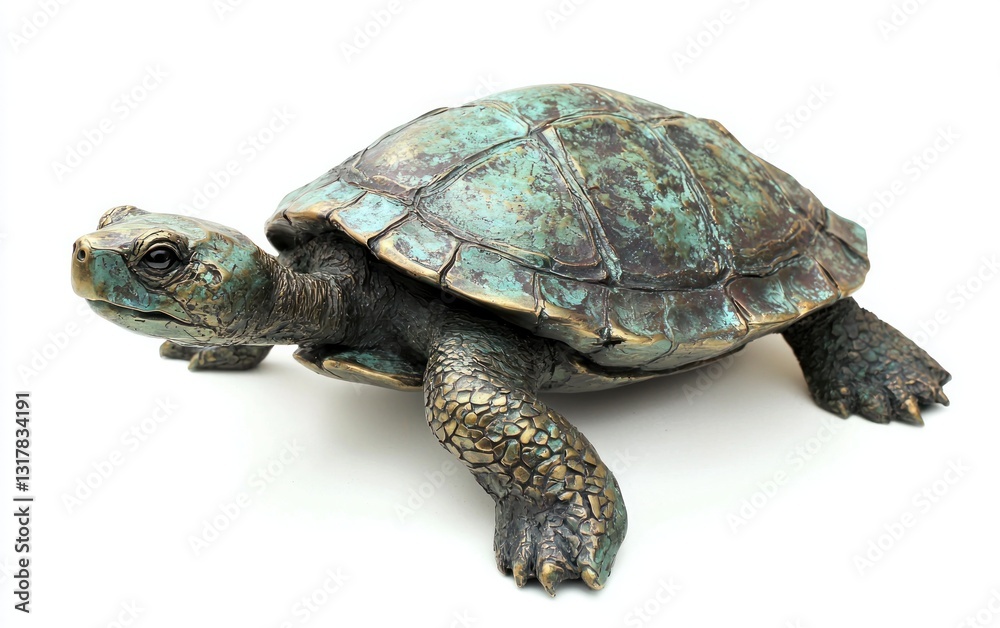 Bronze Turtle Sculpture with Teal and Brown Patina Bronze Turtle Sculpture with Teal and Brown Patina