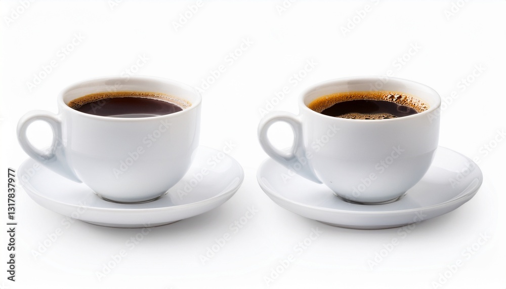 White Cup of Black Coffee Isolated on White Background