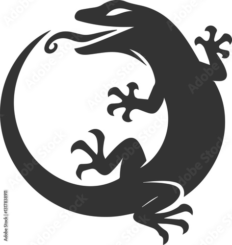 Lizard flicking its tongue out vector silhouette