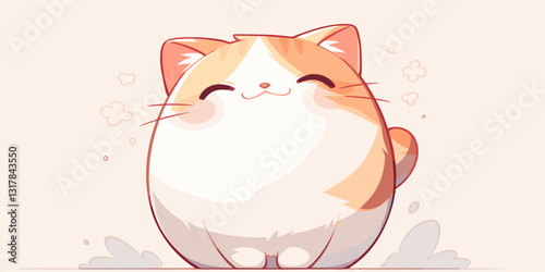 Cute cat flat icons set - adorable feline character in minimalistic style vector.