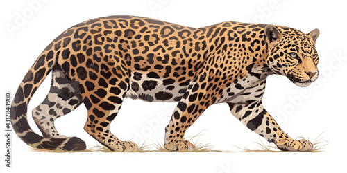 Flat style icons set of wild animals featuring detailed jaguar vector.