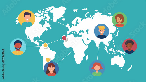 Global Participation A world map highlighting connections between individuals globally showing diverse groups of people coming together for social impact projects.
