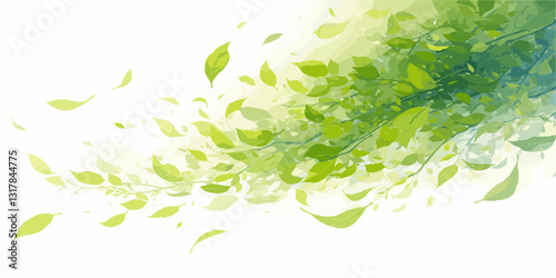 Flat icons set: green leaves in motion vector with organic flow and natural design.
