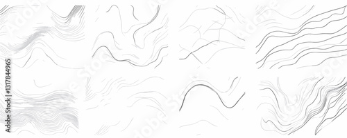 Linear abstraction vector icons set: minimal wavy line patterns in flat style.