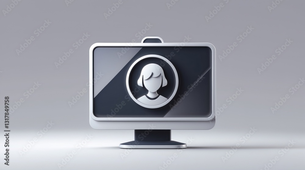 Monitor Displaying a Generic User Profile Icon for Digital Interface Design Monitor Displaying a Generic User Profile Icon for Digital Interface Design