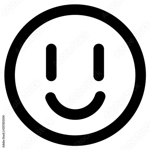 A Simple Smile, A World Of Happiness, Radiating Positivity And Contentment In Bold Black Lines On A White Background