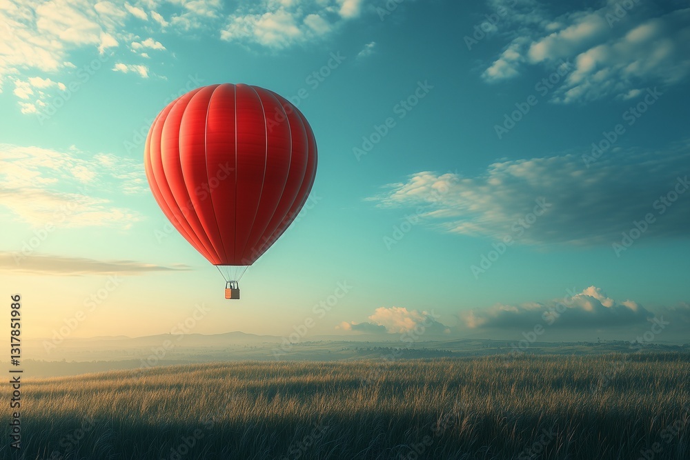 Obraz premium Red Hot Air Balloon in Sky