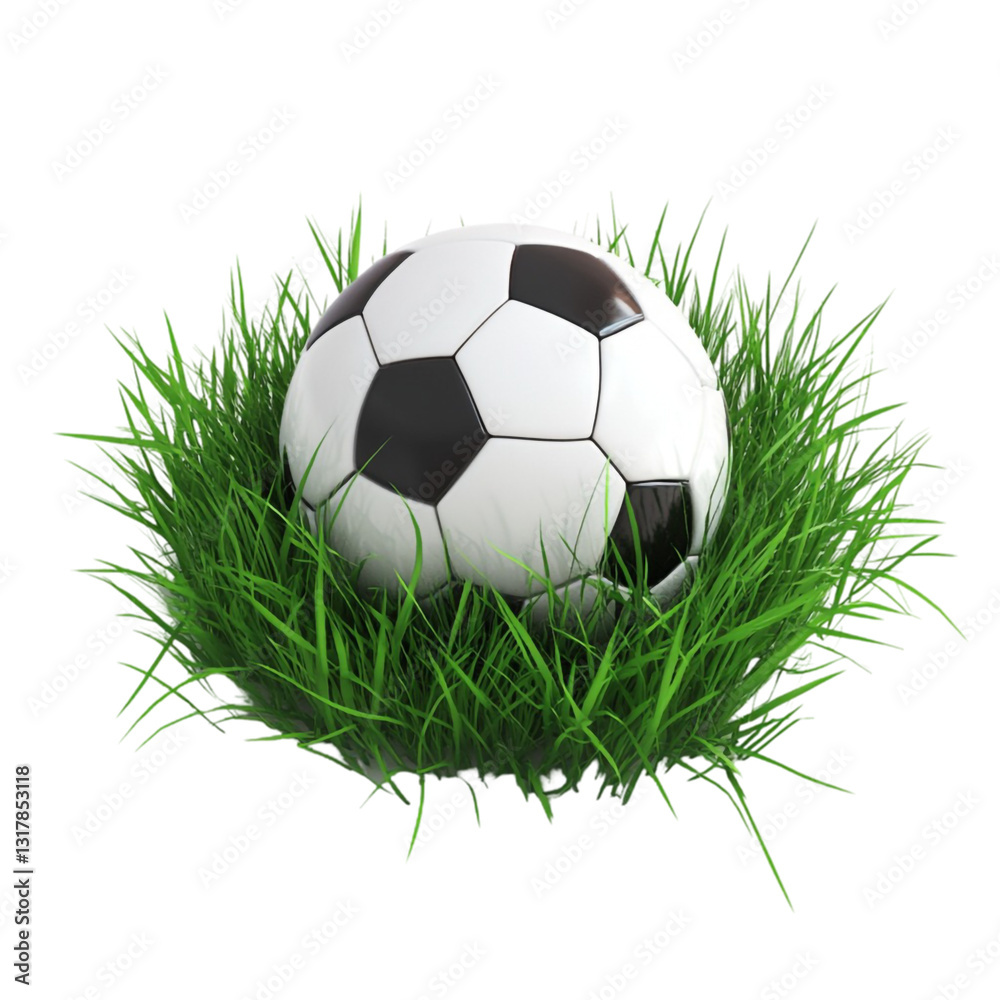 Obraz premium Soccer ball in green grass a vibrant sports image,