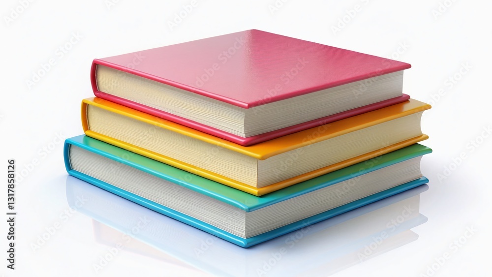 Colorful Stack of Three Books Isometric Illustration - Flat Style Book Design Colorful Stack of Three Books Isometric Illustration - Flat Style Book Design