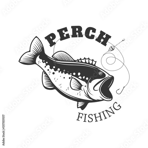 Bass fishing labels. Perch fish. Emblems templates for fishing club. Vector illustration.
