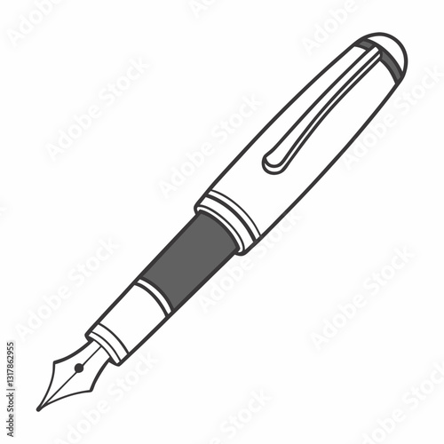 Elegant Fountain Pen Illustration, fountain pen vector illustration, vector illustration of a pen