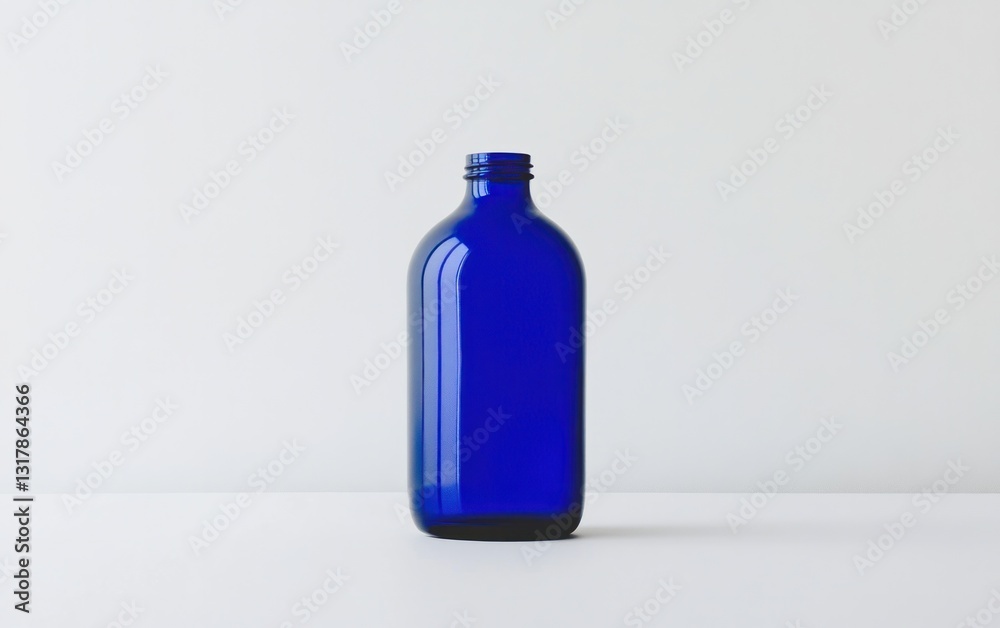 Cobalt Blue Glass Bottle on White Background Cobalt Blue Glass Bottle on White Background