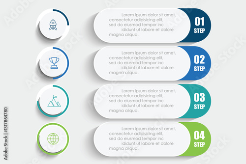 Vector infographic label design with circle infographic template design and 4 options or steps. Can be used for process diagrams, presentations, workflows