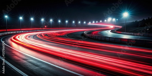 Long Exposure Red Lights Blurred Motion Racing Circuit Night Photography