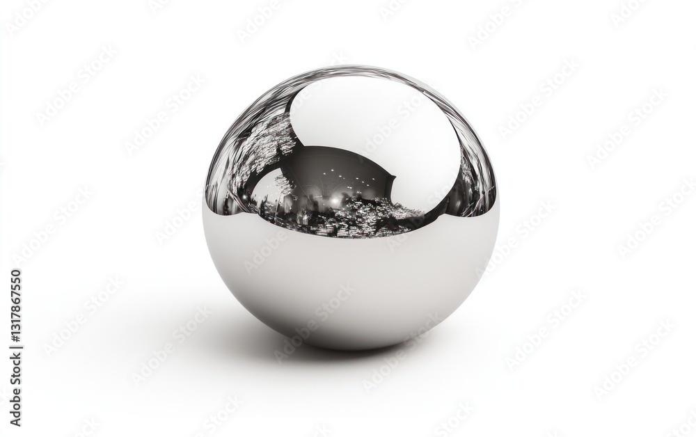 Reflective Chrome Sphere on White Background Reflective Chrome Sphere on White Background