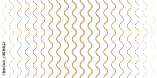 Vector seamless pattern with thin vertical wavy lines, halftone waves, stripes. Abstract minimal golden texture with gradient transition effect. Gold and white background. Repeated luxury geo design