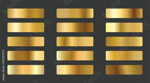 big set of metallic gold gradients