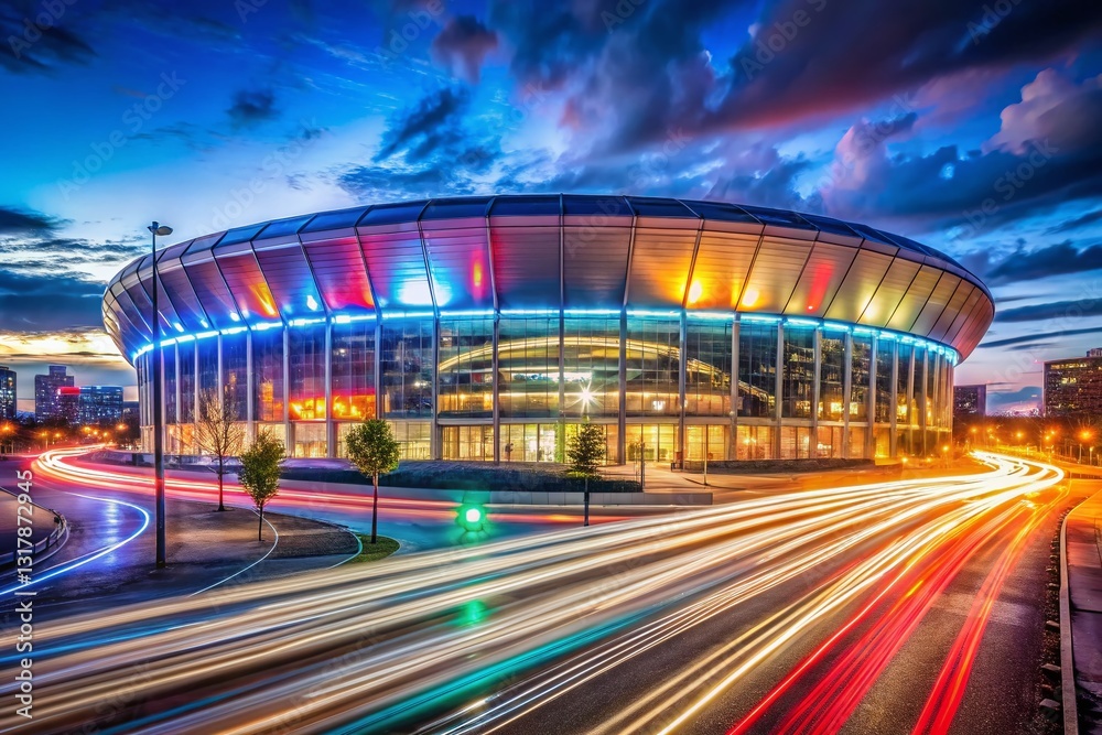 Fototapeta premium Ottawa Arena Night Lights Long Exposure Photography - October 15, 2023