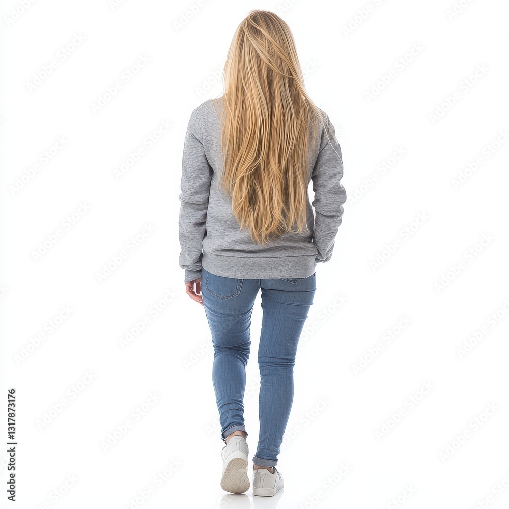 a young woman walking away from the camera , Generative art. a young woman walking away from the camera , Generative art.