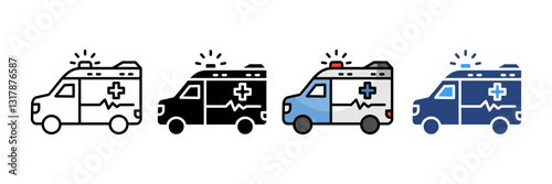 Ambulance Icon Set Multiple Style Collection