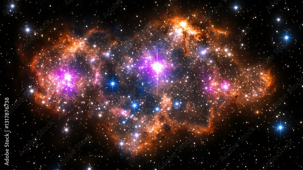 Fototapeta premium A Gorgeous Nebula Illuminated By Bright Stars Across Dark Space