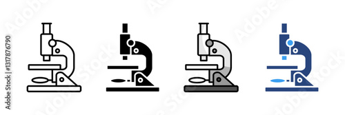 Microscope Icon Set Multiple Style Collection
