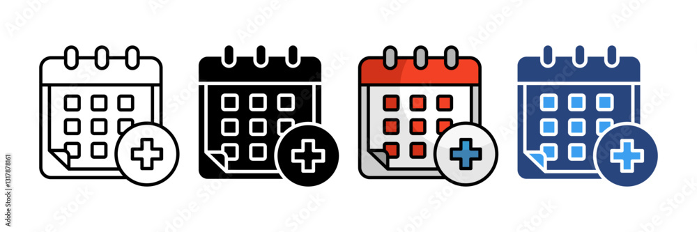 Obraz premium Calendar Icon Set Multiple Style Collection