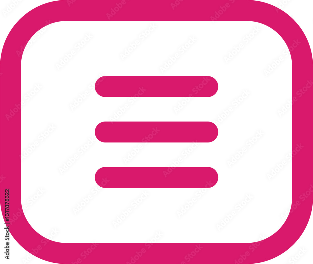 Menu bar rounded square outline icon Menu bar rounded square outline icon