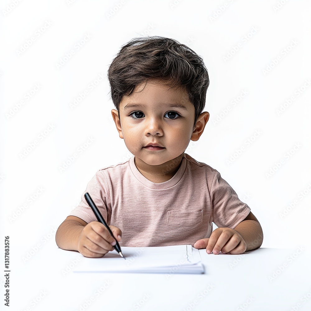 a cute little boy writing a letter , Generative art. a cute little boy writing a letter , Generative art.