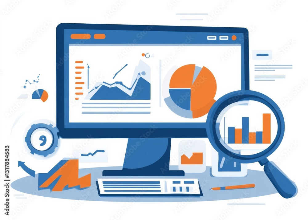 Simple Vector Web Banner with Data and Analytics Design Simple Vector Web Banner with Data and Analytics Design