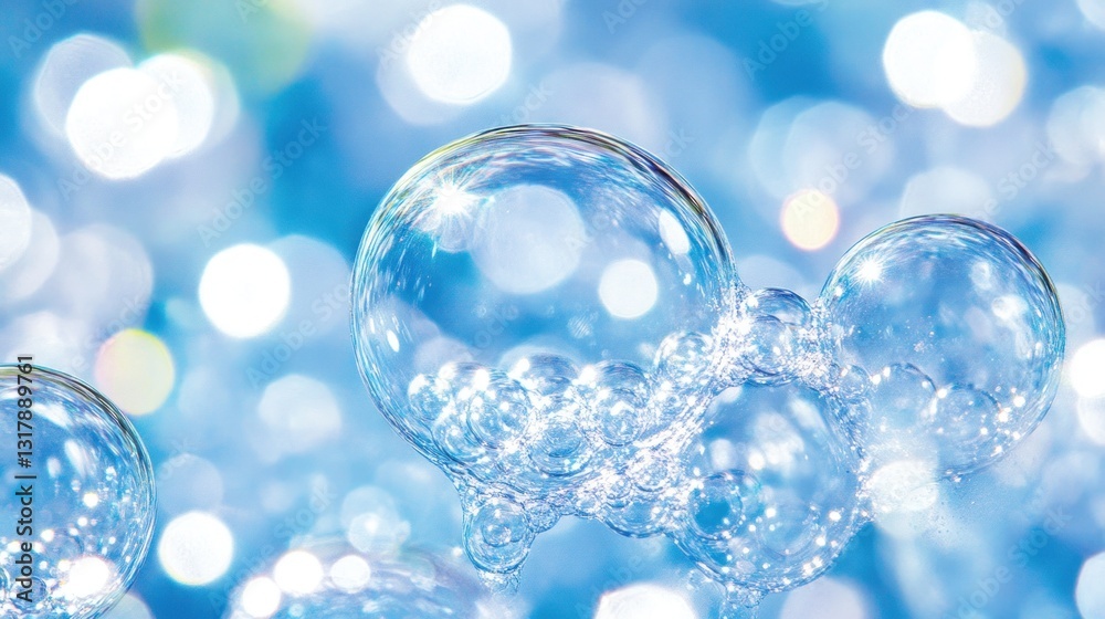 Sparkling water bubbles on blue background. Sparkling water bubbles on blue background.