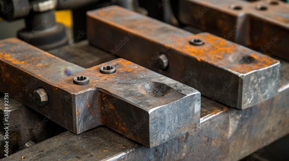 Skilled Workers shaping Red-Hot Steel in a Metal Forging Factory under Hydraulic Presses Skilled Workers shaping Red-Hot Steel in a Metal Forging Factory under Hydraulic Presses