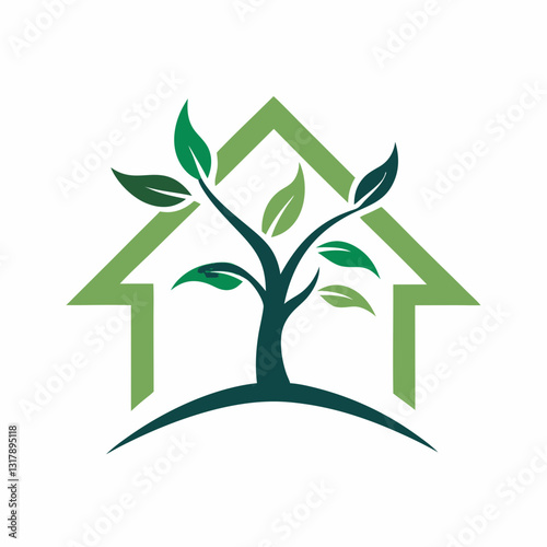 eco house icon
eco house concept
green eco house. vector abstract tree branch home logo design