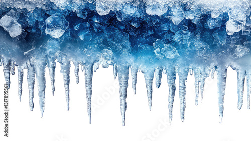 Frozen Majesty: Transparent icicles hanging gracefully against a backdrop, capturing the purity and frigid beauty of a frozen moment.