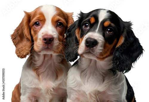 Cachorros cocker spaniel. PNG.