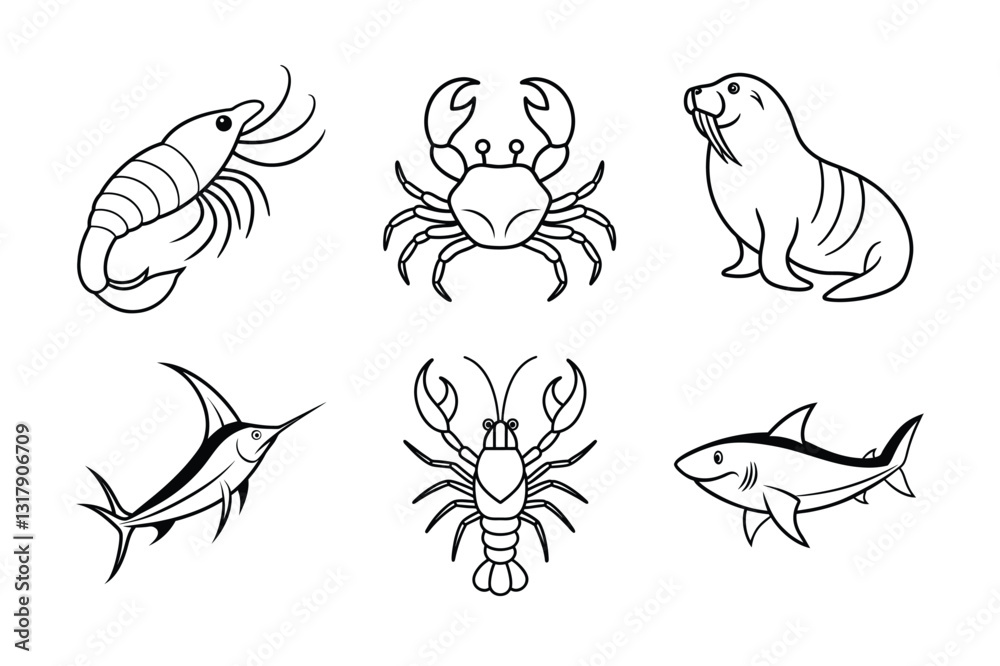 Animal vector line art icon set Animal vector line art icon set