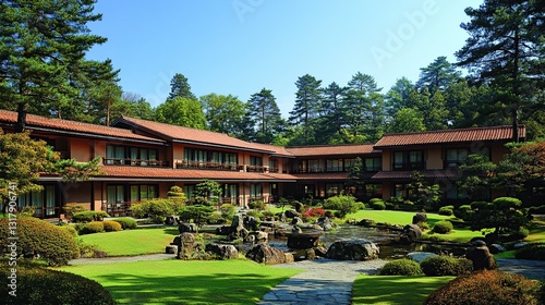 Luxurious Japanese-style hotel with tranquil garden