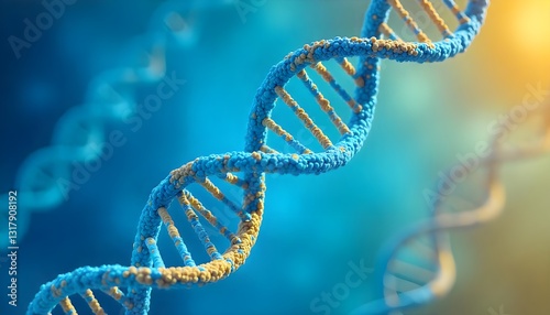 A blue and yellow illustration depicts the DNA double helix, representing the human genome, for World Down Syndrome Day